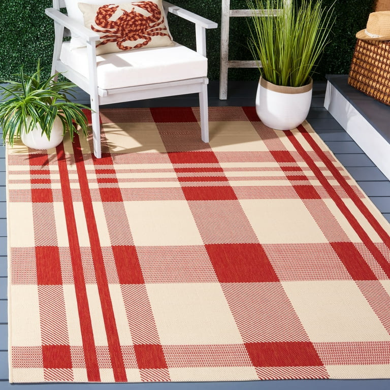SAFAVIEH Courtyard Benjamin Plaid Indoor/Outdoor Area Rug, Red/Bone, 2'3" x 4' | Walmart (US)