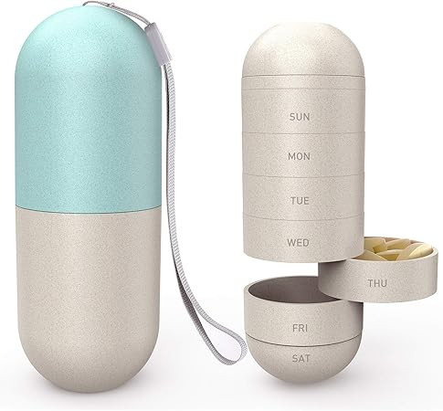 Zannaki Upgrade Enlarge Grain Fiber Moisture Proof Weekly Pill Organizer, BPA Free Travel Camping... | Amazon (US)