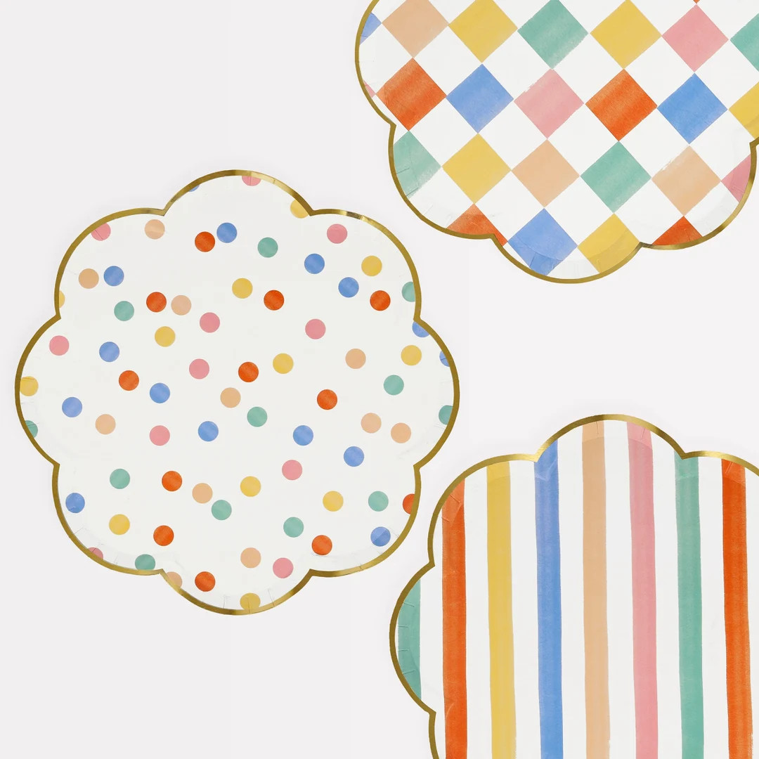 Colorful Pattern Dinner Paper Party Plates x 8 - Etsy | Etsy (US)
