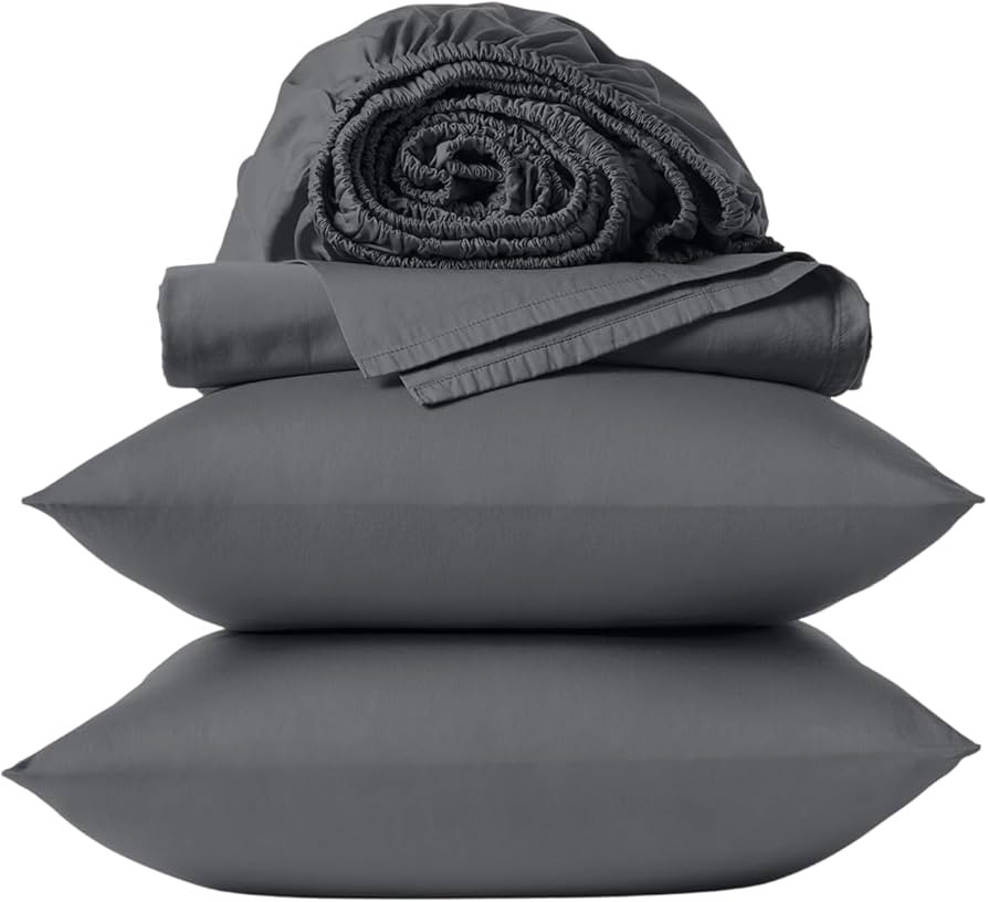 Coyuchi Classic Sateen Sheet Set Queen, Graphite, 100% GOTS Certified Organic Cotton, Silky Soft,... | Amazon (US)