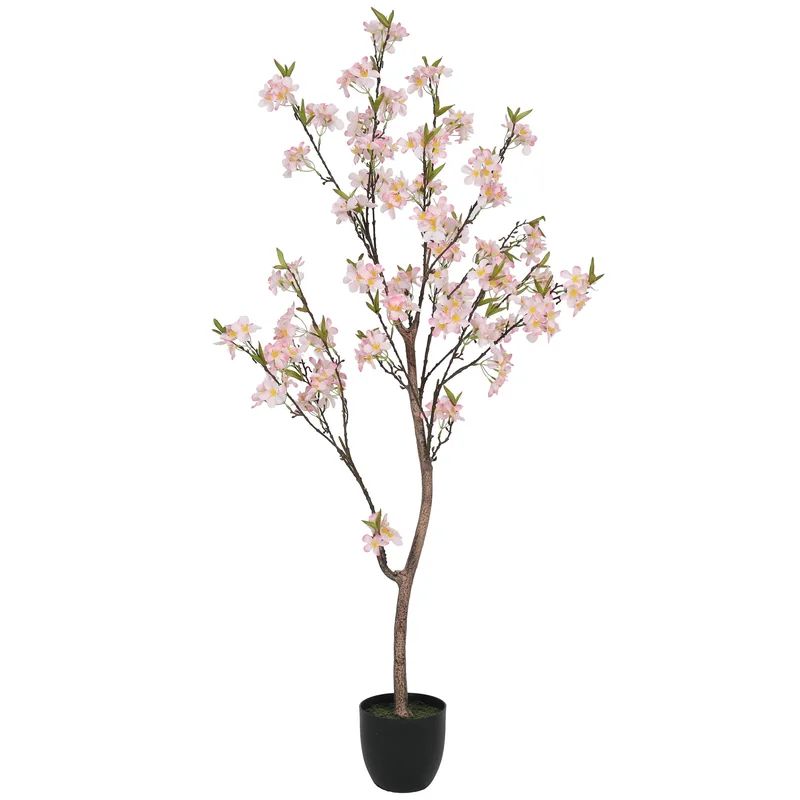 60" Artificial Apple Blossom Tree in Planter | Wayfair North America