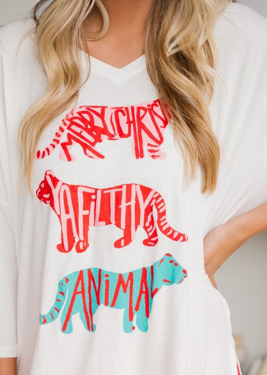 MERRY CHRISTMAS YA FILTHY ANIMAL TIGER TEE | Judith March