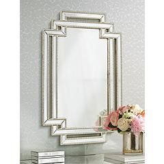 Possini Euro Erte Silver 27" x 39 1/2" Beaded Wall Mirror | Lamps Plus