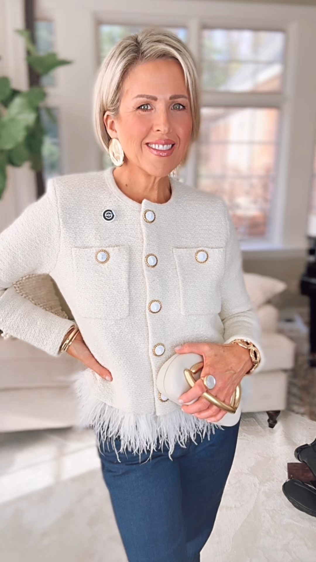 wearing a medium jacket runs small and size 27 denim / pumps TTS

#LTKGiftGuide #LTKHoliday #LTKCyberWeek