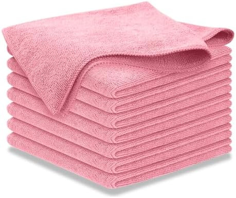 USANOOKS Microfiber Cleaning Cloth Light Pink - 8 Pcs 12.5"x12.5" - High Performance - 1200 Washe... | Amazon (US)