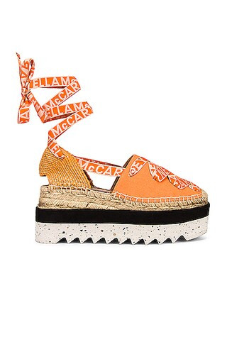 Stella McCartney Gaia Organic Canvas Platform Wedges in Orange | FWRD 