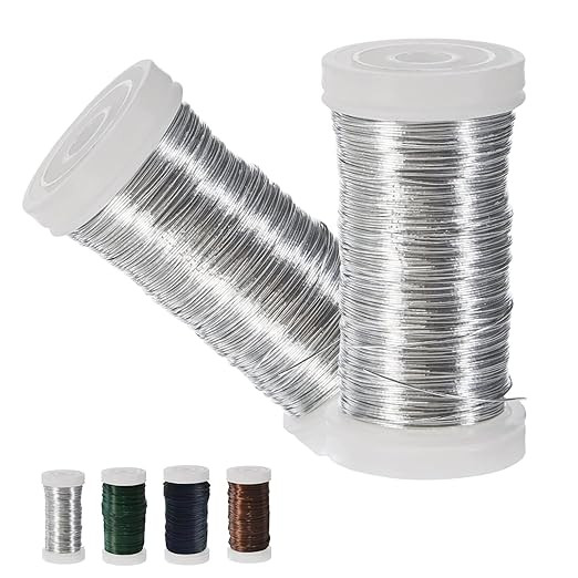 2 Roll Silver Floral Wire - 0.35mm×55m, Flexible Wire for Christmas Wreaths, Jewellery & Garden ... | Amazon (UK)