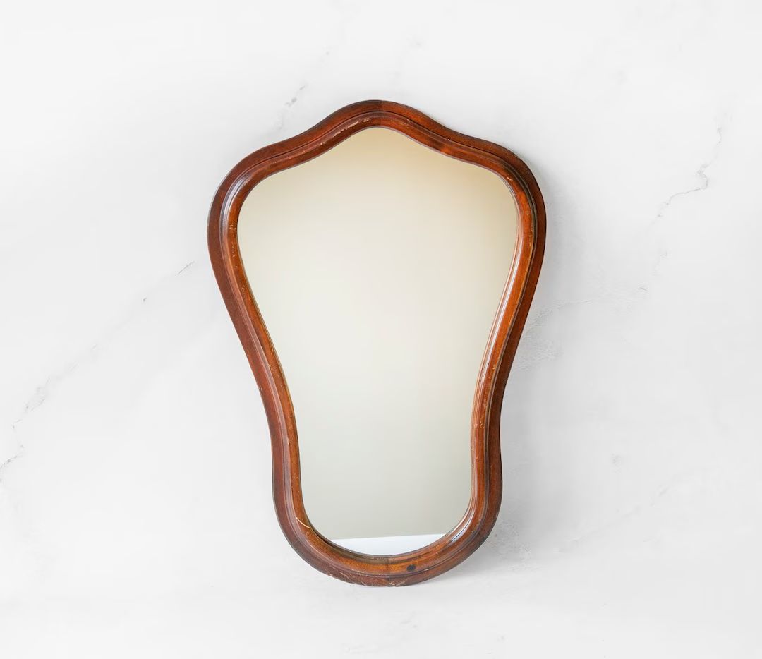 Dark Brown Wooden Mirror With Scalloped Frame, Old Mantle Mirror, Rustic Dutch Mirror, Victorian ... | Etsy (US)