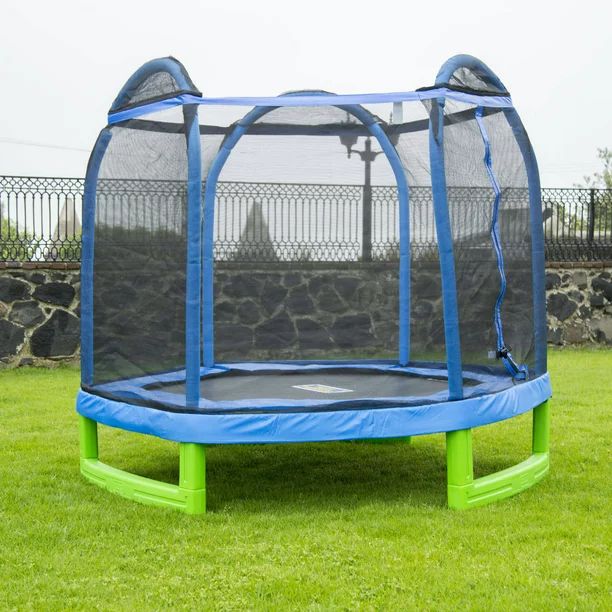 Bounce Pro 7-Foot My First Trampoline Hexagon (Ages 3-10) for Kids, Blue/Green - Walmart.com | Walmart (US)