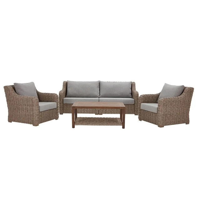 Better Homes & Gardens Bellamy 4 Piece Patio Conversation Set - Walmart.com | Walmart (US)