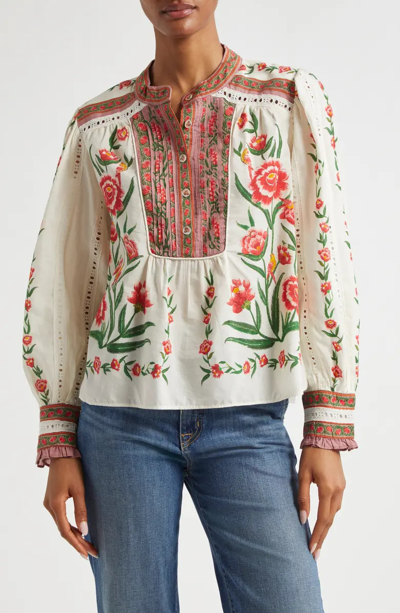 Ainika Floral Embroidered Shirt | Nordstrom