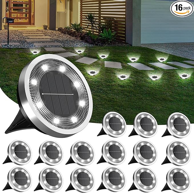 INCX Solar Ground Lights,16 Pack Solar Lights Outdoor Waterproof, Solar Garden Lights Landscape L... | Amazon (US)