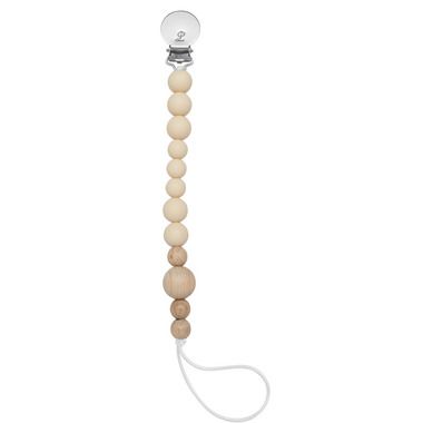 Loulou Lollipop Colour Block Wood + Silicone Soother Holder Beige | Well.ca