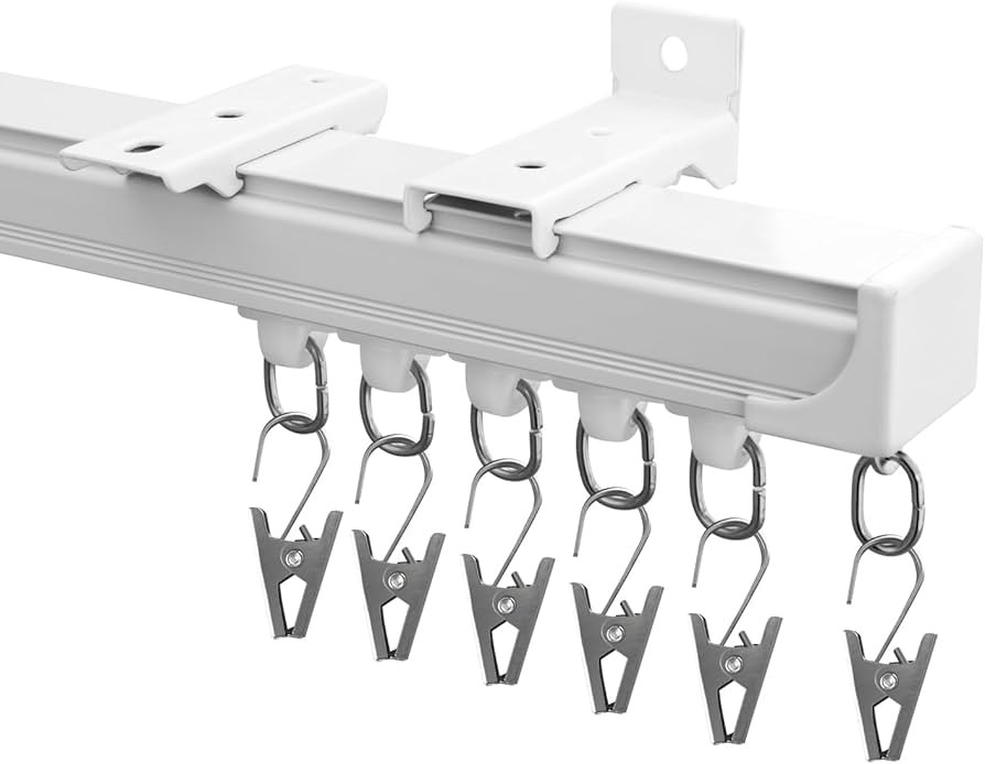 Curtain Track Ceiling Mount heavy duty sliding Curtains Tracks rails Rod System Room Divider with... | Amazon (US)