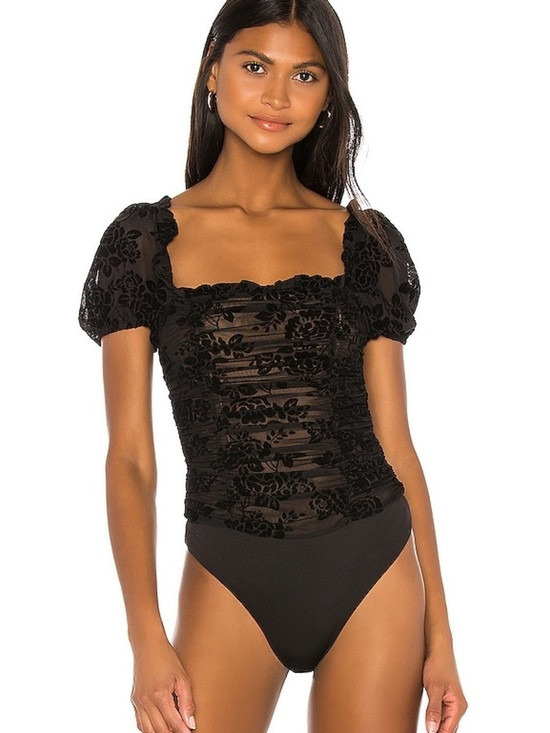 MAJORELLE Julius Bodysuit Black Floral Velvet | Poshmark