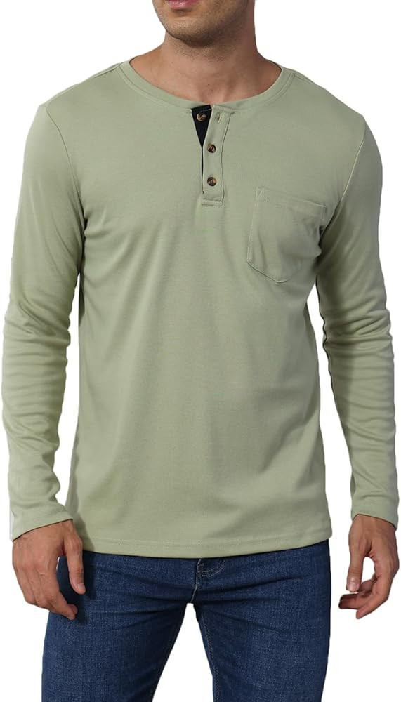 Naggoo Men's T-Shirts, Men's Henley Shirts, Men's Basic Long Sleeve Shirts with Pocket | Amazon (US)