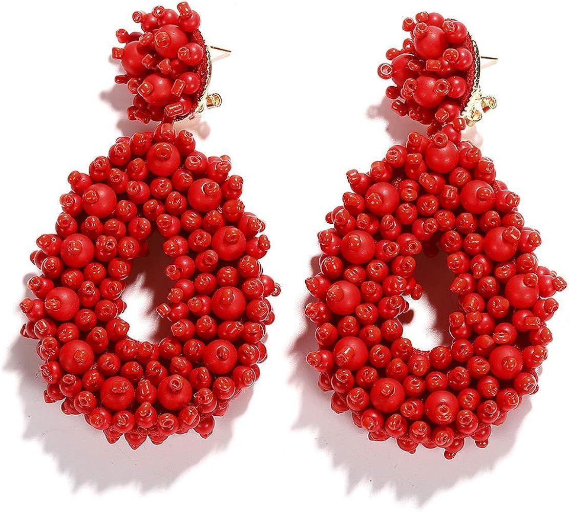 Statement Drop Earrings - Bohemian Beaded Teardrop Dangle Earrings Gift for Women | Amazon (US)