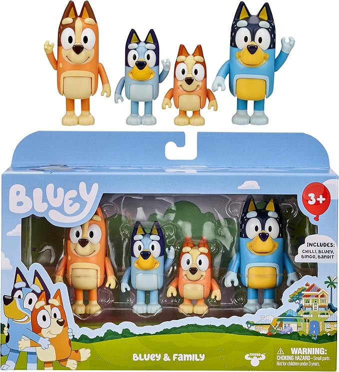 Bluey Family Figure Pack of 4, Robust Poseable Character Toys with Bingo, Chilli, and Bandit Figu... | Amazon (US)