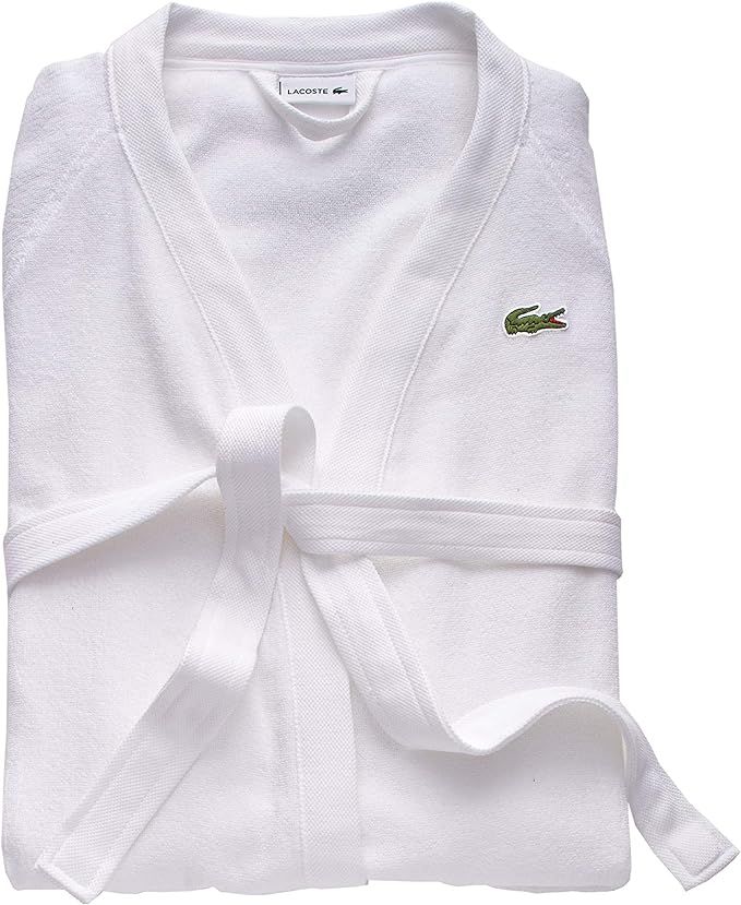 Lacoste womens Traditional Bath Robe, White, 41.5 L US | Amazon (US)