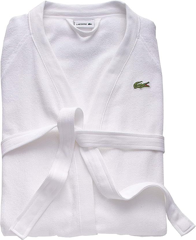 Lacoste womens Traditional Bath Robe, White, 41.5 L US | Amazon (US)