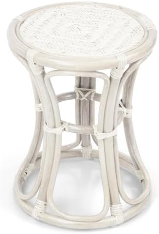 Natural Rattan Wicker Stool Breeze Plant Stand Handmade Design ECO, White | Amazon (US)