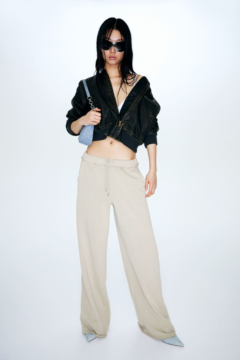 Straight-cut Joggers - High waist - Long - Light taupe - Ladies | H&M US | H&M (US + CA)