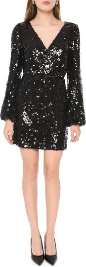 WAYF Carrie Long Sleeve Sequin Minidress | Nordstrom | Nordstrom