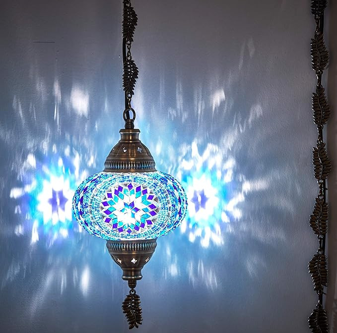 DEMMEX 2019 Swag Plug in Turkish Moroccan Mosaic Ceiling Hanging Light Lamp Chandelier Pendant Fi... | Amazon (US)