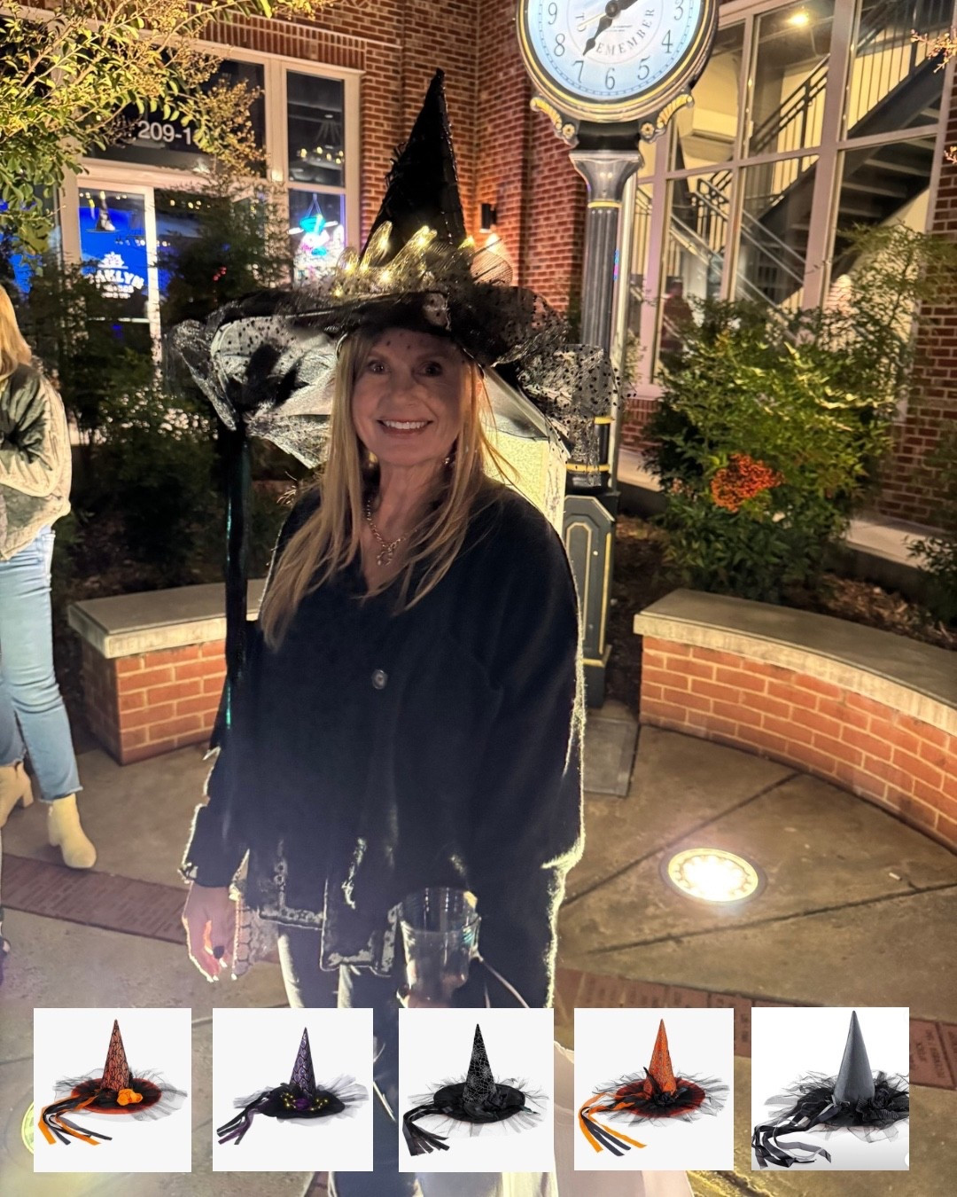 Amazon Witch’s Hat! Great quality and lights up too! I’ve linked similar hats that arrive in time before Halloween. Unfortunately my exact one doesn’t. 



#LTKHalloween #LTKSeasonal #LTKHoliday