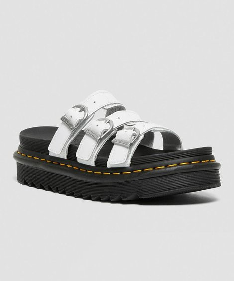 White & Black Blaire Leather Slide - Women | Zulily