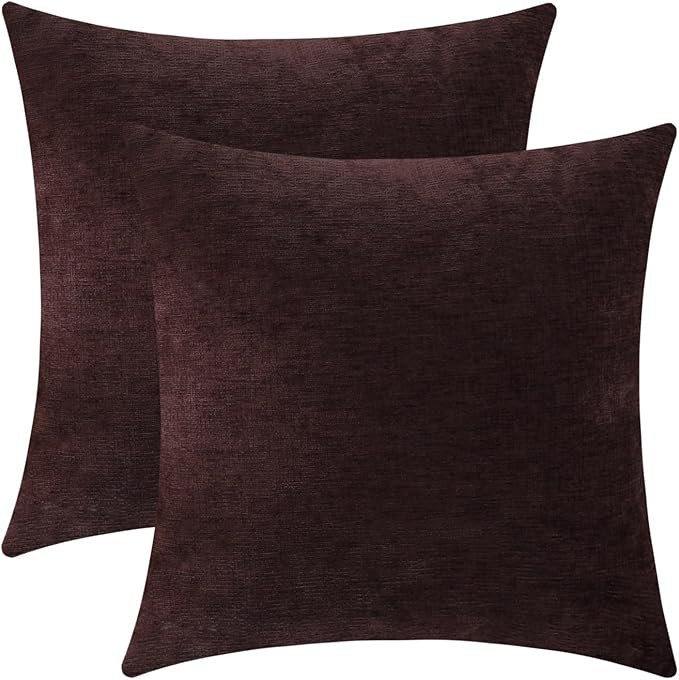 Jeneoo Plum Purple Decorative Throw Pillow Covers Soft Chenille Comfy Square Couch Cushion Cases ... | Amazon (US)