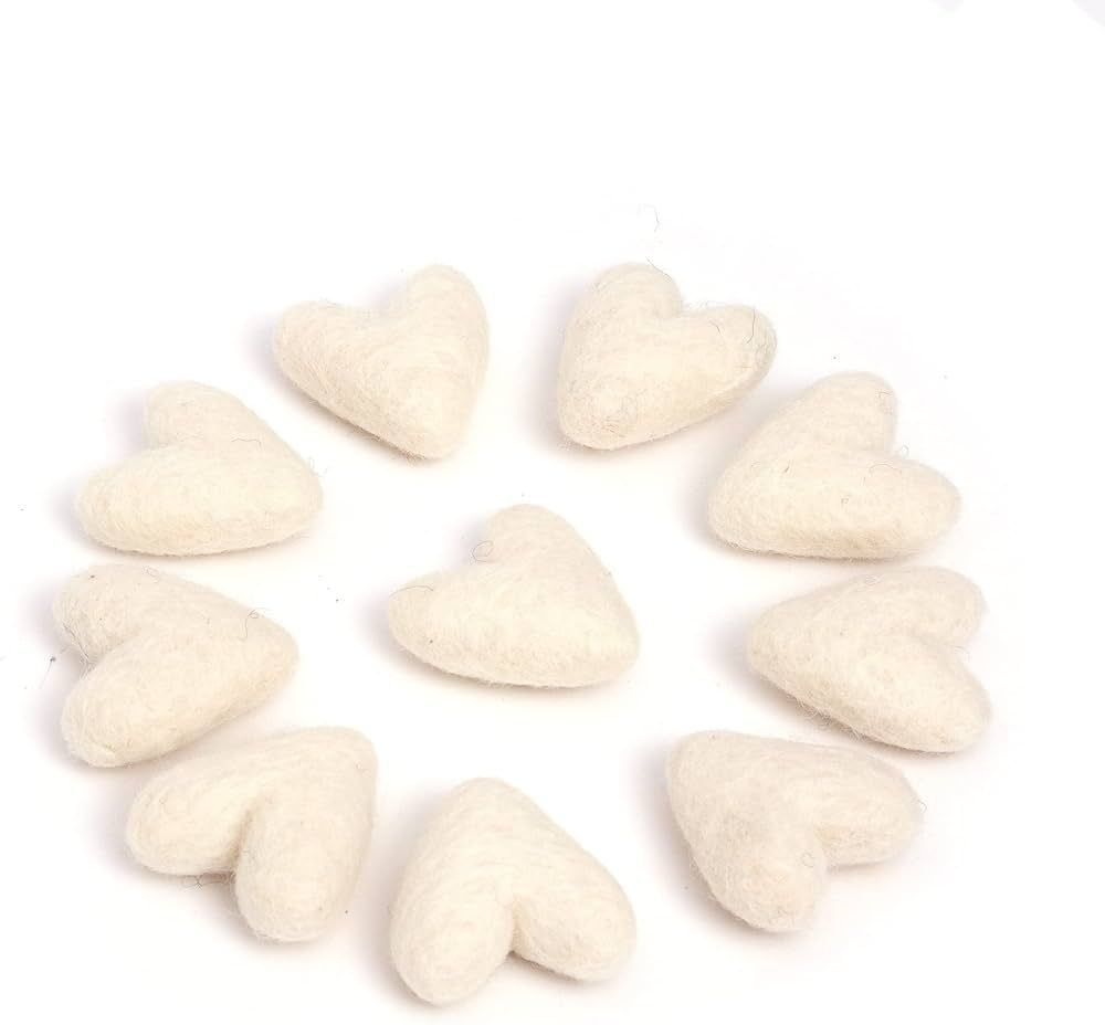 Glaciart One White Felted Hearts - Needle Felting & Essential Oils Ready - Handmade in Nepal Using 1 | Amazon (US)