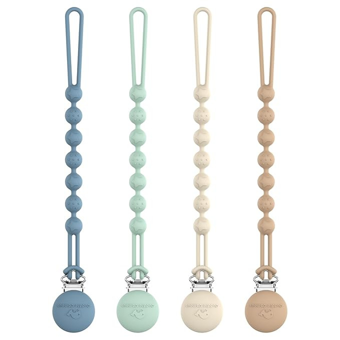 Cuddle Campus Silicone Pacifier Clip Holder with One Piece Design, Pack of 4 Soft Flexible Binky ... | Amazon (US)