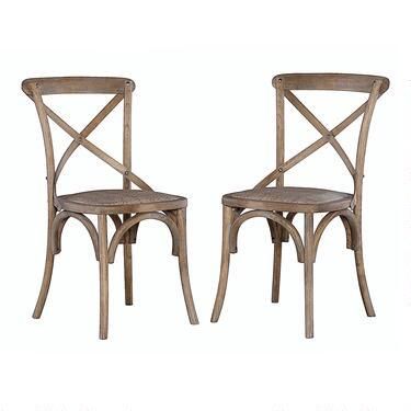 Gray Wood and Rattan Syena Side Chairs Set of 2 | World Market