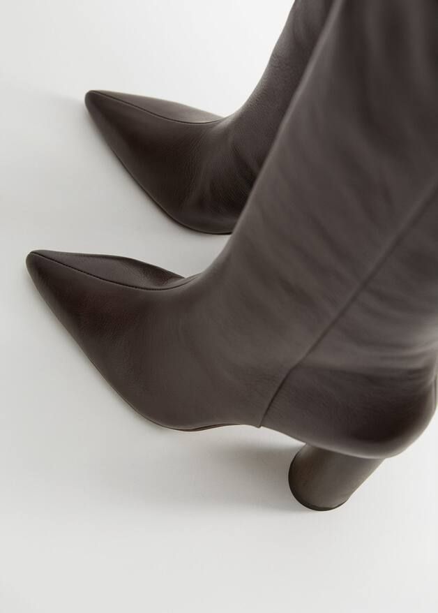 Leather boots with tall leg | MANGO (US)