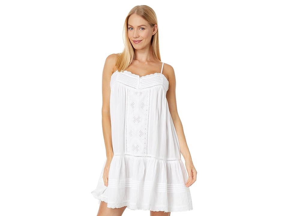 Lucky Brand Drop Waist Embroidered Mini Dress Women's Clothing White : XS (US 0-2), Cotton | Zappos