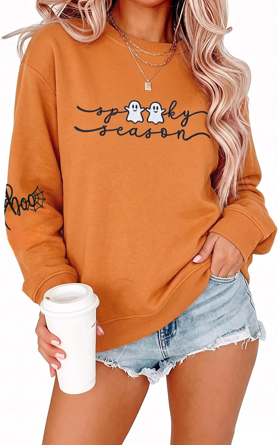 SFHFY Embroidered Halloween Sweatshirts for Women: Spooky Season Pullover | Amazon (US)