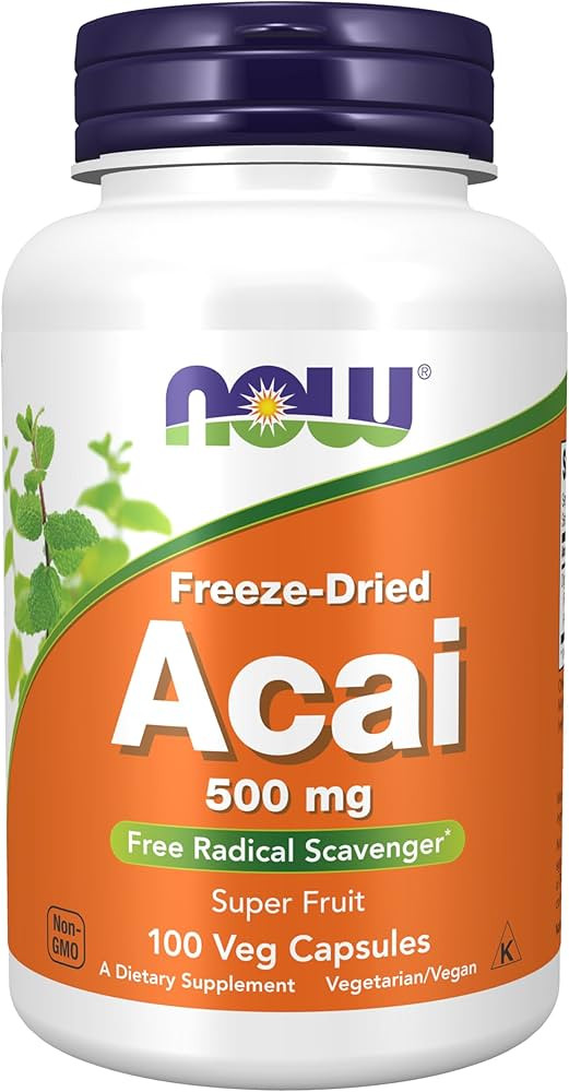 NOW Foods Supplements, Acai 500 mg, Freeze-Dried Super Fruit with Polyphenols, Ellagic Acid, Ruti... | Amazon (US)