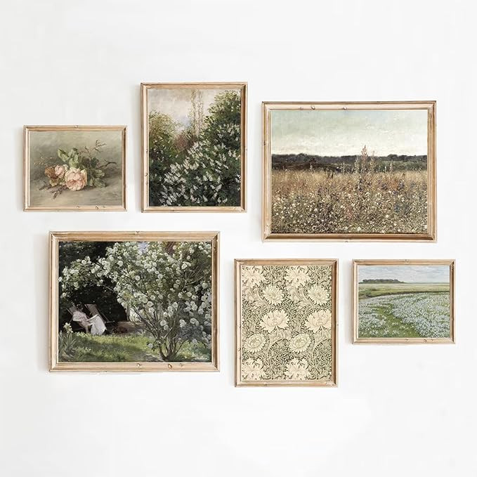 Vintage Farmhouse Wall Art Decor French Country Wall Art Landscape Flower Canvas Pictures Antique... | Amazon (US)
