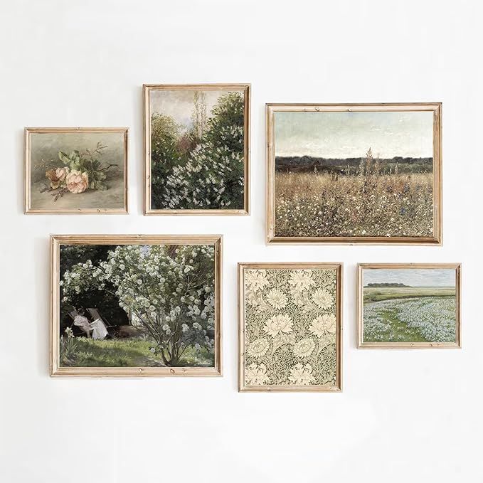 Vintage Farmhouse Wall Art Decor French Country Wall Art Landscape Flower Canvas Pictures Antique... | Amazon (US)