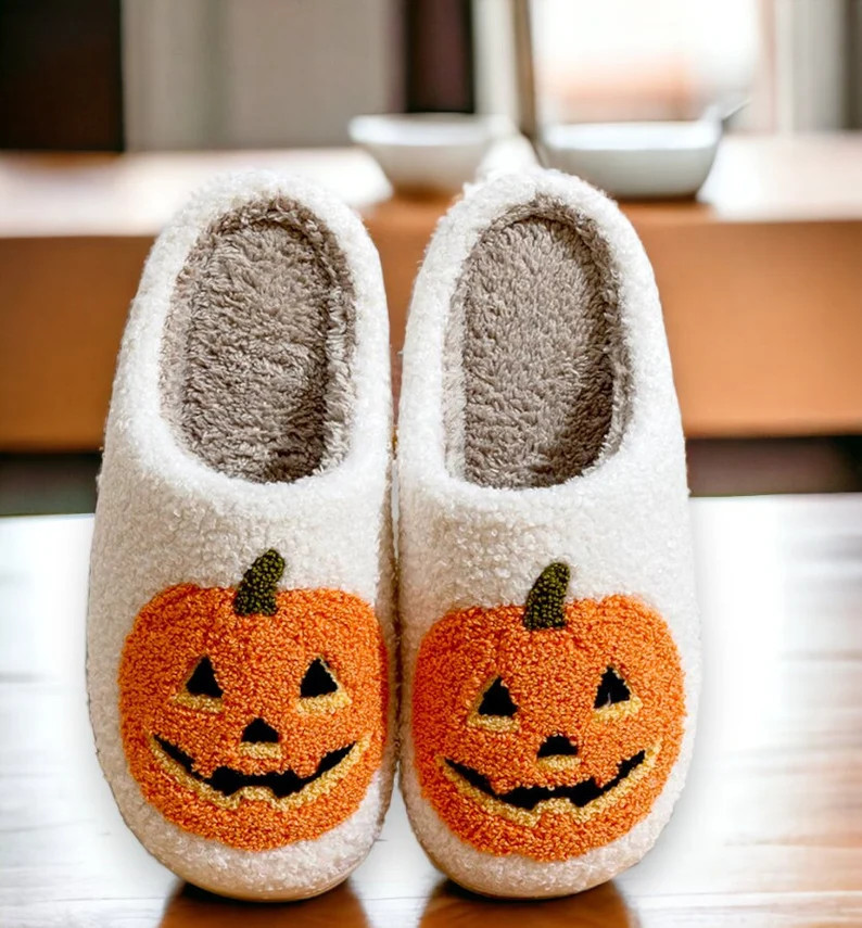 Halloween Pumpkin Slipper, JackOLantern Slipper, Halloween Slipper, Spooky Slipper, Fall Slipper,... | Etsy (US)