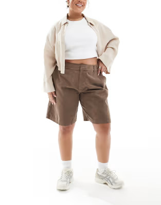 ASOS DESIGN Curve cord longline short in biscuit | ASOS | ASOS (Global)