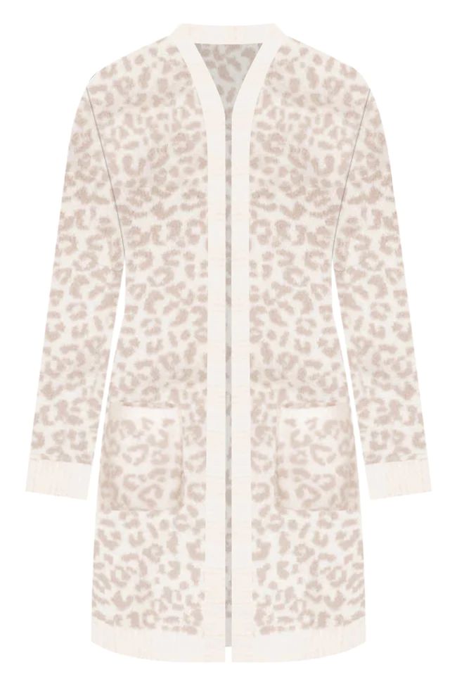 Bare Necessities Ivory and Tan Fuzzy Animal Print Cardigan | Pink Lily