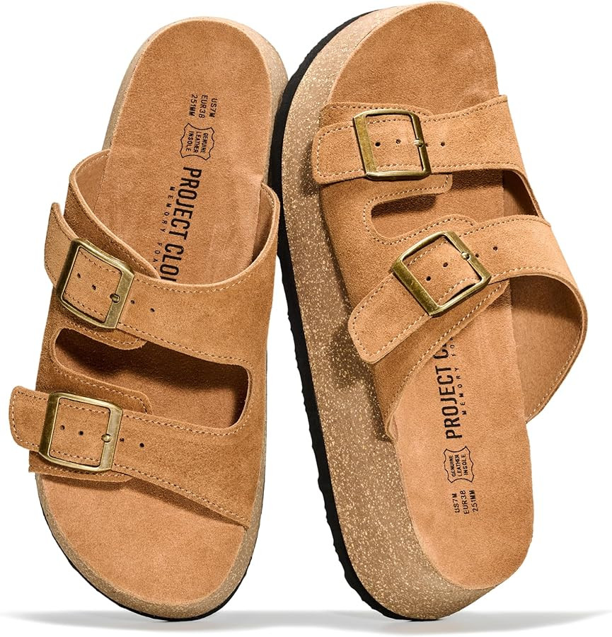 Project Cloud 100% Genuine Leather Platform Sandals Women Footwear - Plush & Soft Insole Wedge Wo... | Amazon (US)