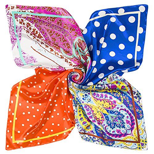 YOUR SMILE Polyester Scarf Women’s Fashion Pattern Large Square Satin Headscarf Headdress 35''x35''  | Amazon (US)