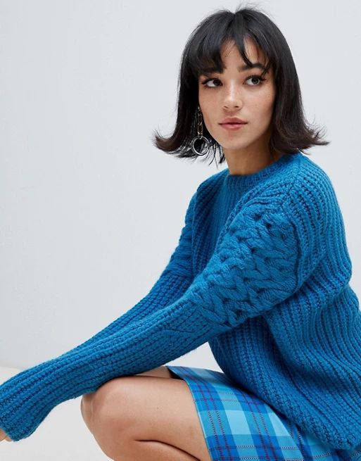 River Island textured sweater in blue | ASOS US