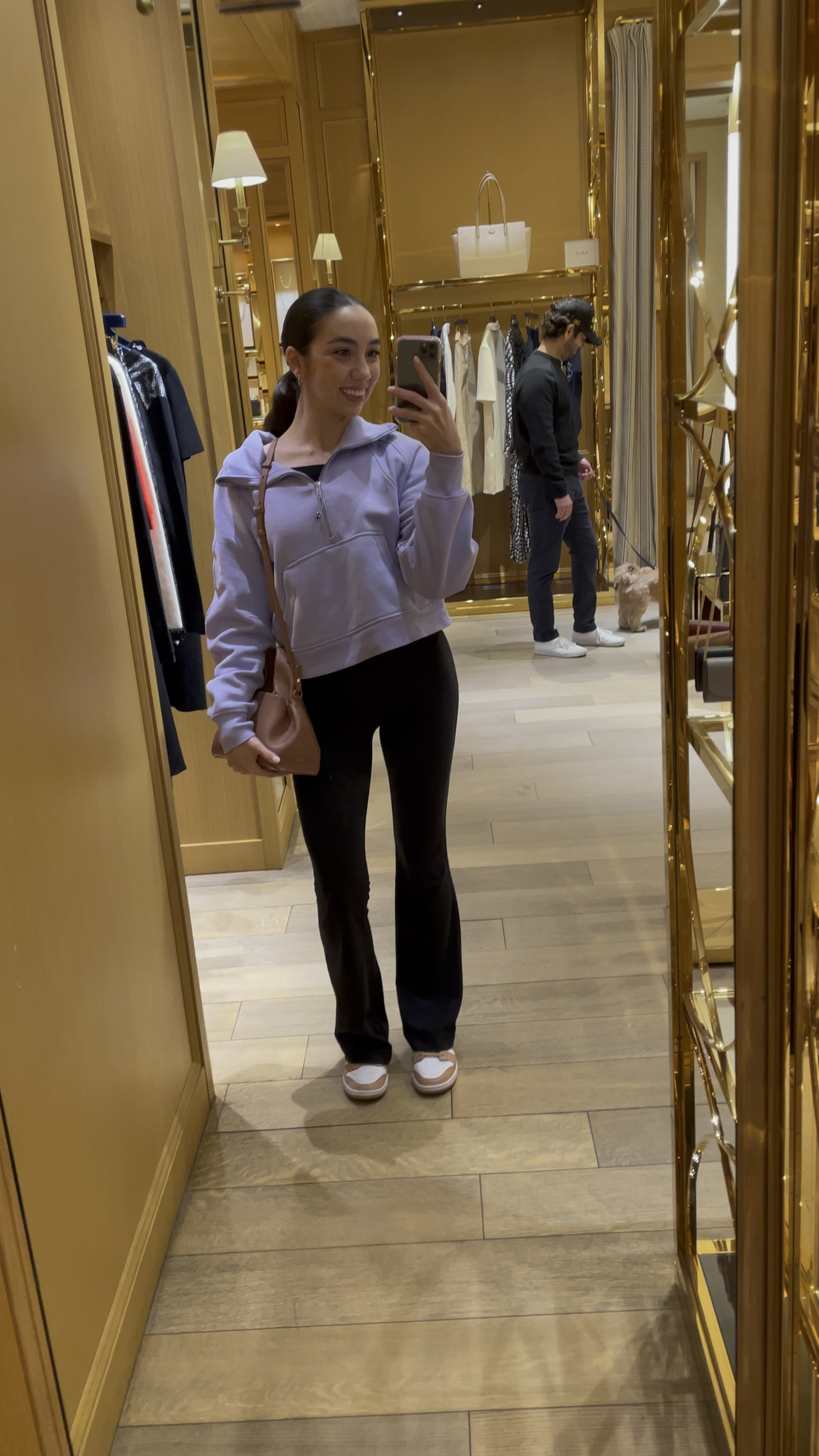 Lulu Lemon Outfit 💜 The Lulu Lemon Dark Lavender Scuba Half Zip + Black Groove Pants. Perfect for everyday. The dark lavender color could not be prettier.