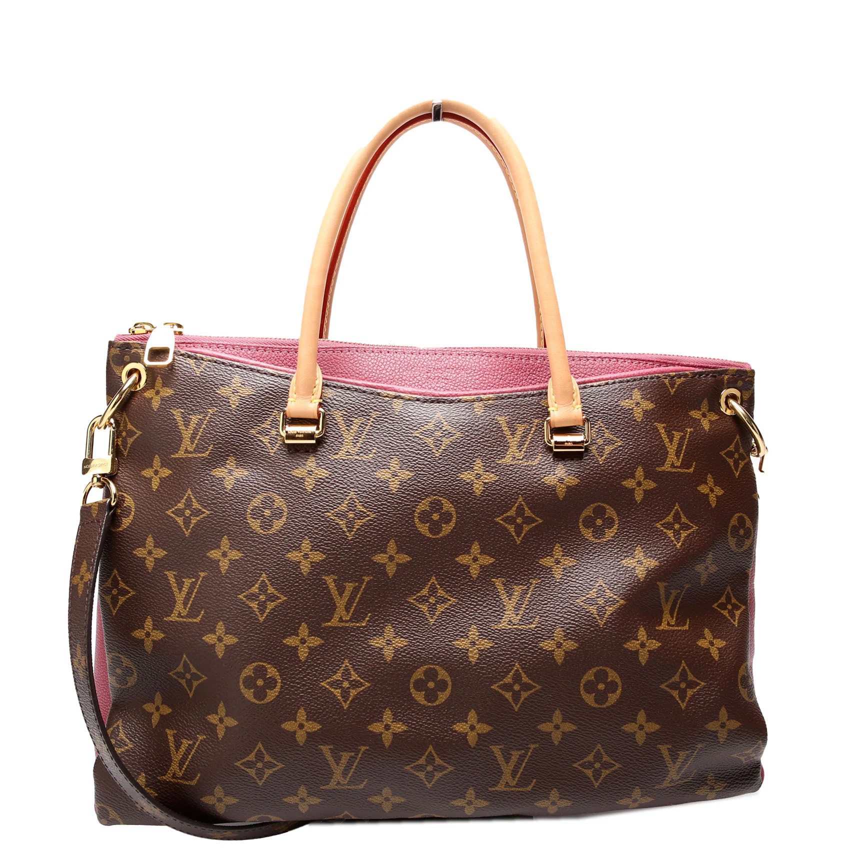 Pallas Tote Monogram Leather Side Berry | Keeks Designer Handbags