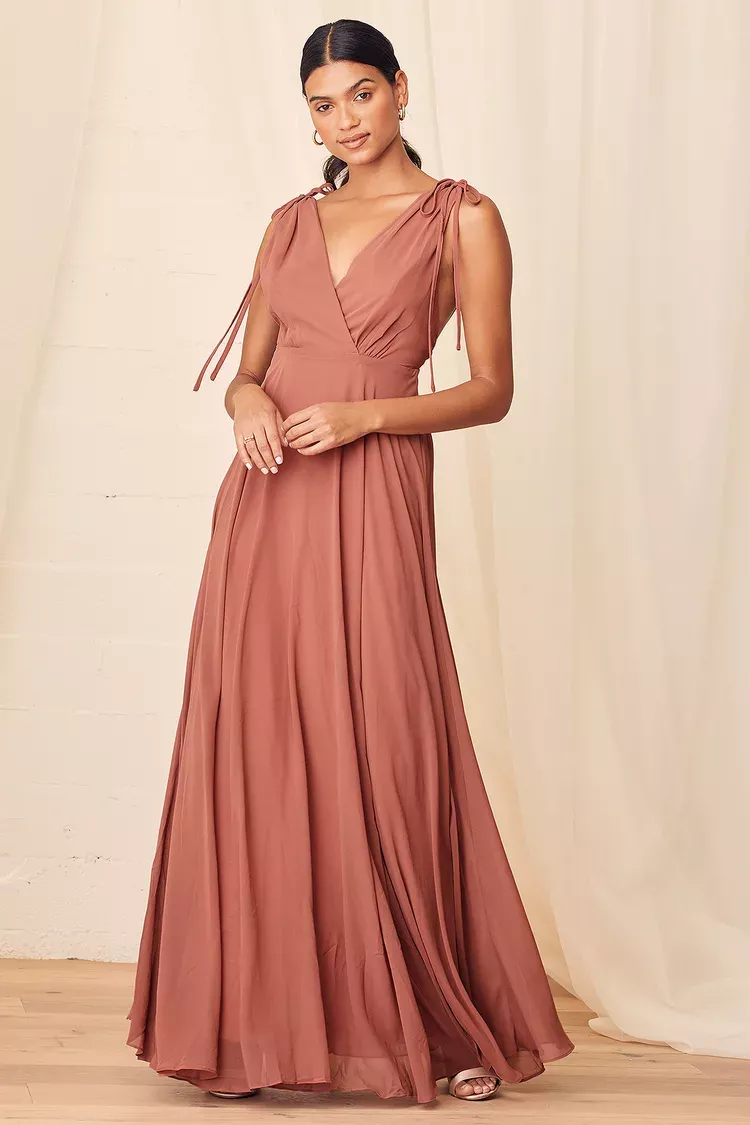 Crescendo blush shop wrap maxi dress