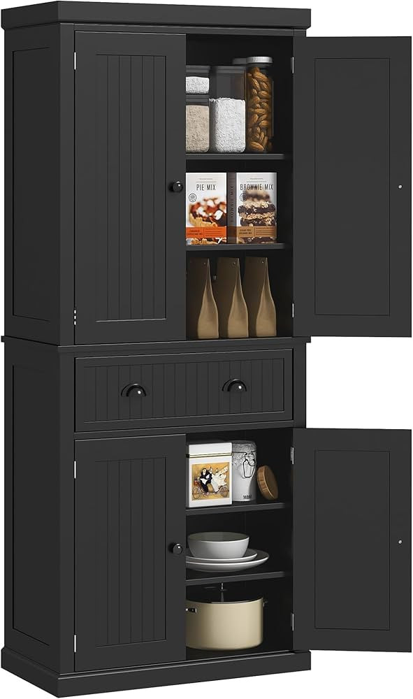 HOMCOM 72" Kitchen Pantry Cabinet, Freestanding Tall Storage Cabinet, Traditional Kitchen Cabinet... | Amazon (US)
